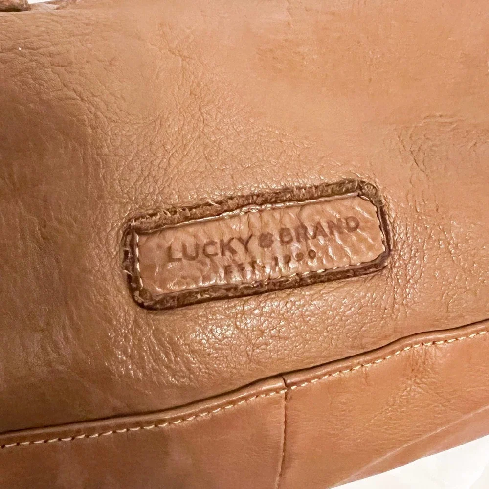 Lucky Brand Y2K Vintage 2000s Chevron Leather Tan Handbag Strap - Picture 11 of 16